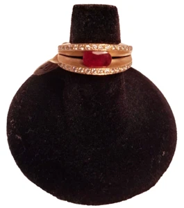 14k Oval ruby and diamond ring - Tulip Creation - Picture 1 of 6
