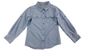 LL Bean Girl's Size Large 6X/7 Blue and White Long Sleeved Button Front Shirt - Picture 1 of 5
