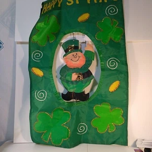 Large St. Patrick’s Day Double Sided House Flag Leprechaun- Vintage 1993 27 × 40 - Picture 1 of 9