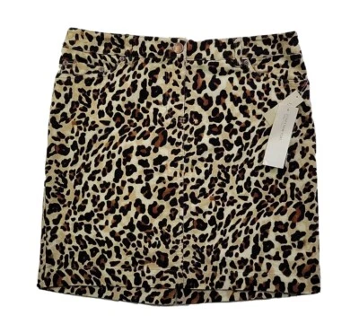 NUEVA Falda Corta Jones New York Mujer Sport Petite 12P Elastizada Estampado Leopardo Nueva con Etiquetas Foto 1 de 4
