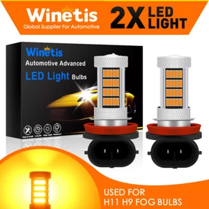 WINETIS 2x H11 H8 Led Fog Light Bulb 3000K 92SMD Golden Yellow Fog Light Bulbs - Picture 1 of 8