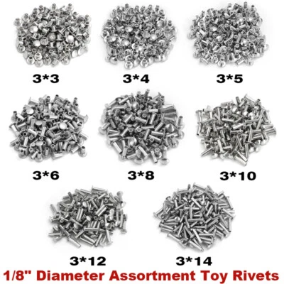For Tonka Semi Tubular Rivets 1/8" Diameter Assortment Toy Rivets - 800PCS/SET - Image 1 of 4