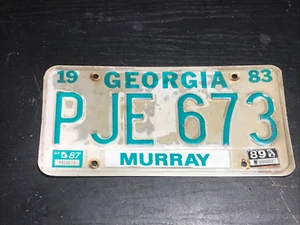 Vintage 1983 Geórgia Nummernschild Murray County PJE673 1987 & 1989 Aufkleber - Bild 1 von 1