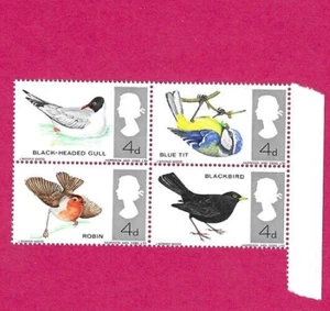 GB QEII 1966 R/h Margen Bloque de 4 Conmemorativos AVES BRITÁNICAS - SG696/9 Estampillada sin montar o nunca montada - Imagen 1 de 1