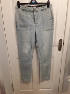 Jeans Roxy Azul Claro 100% Algodón Botón Mosca - Talla W33" Cintura Forrada - Imagen 1 de 20