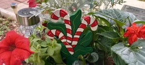 Little Wooded Hand-Painted "Peppermint" for a Fun Garden /Flower Pot - Picture 1 of 3