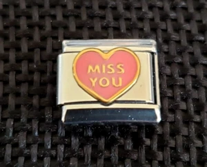 Italienische Uberry Charm Link MISS YOU Edelstahl Emaille 9mm - Bild 1 von 3