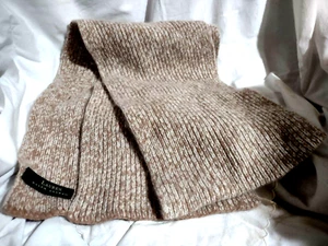 Scarf Tan Beige Ralph Lauren Lambs Wool Angora Blend 5.5 Ft (66") Tag Monogram - Picture 1 of 4