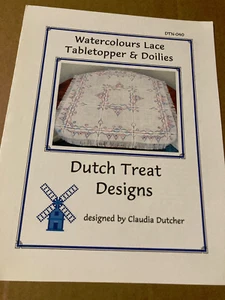 NEW DUTCH TREAT DESIGNS "WATERCOLOURS LACE TABLETOPPER & DOILIES" CROSS STITCH - Picture 1 of 4