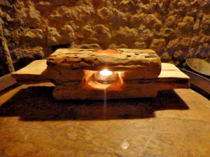 Windlicht Unikat aus altem Holzbalken Holz Skulptur Altholz Alt 48 cm Rustikal - Bild 1 von 13