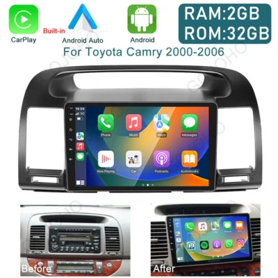 32GB Android 13 Car Stereo Radio Wifi GPS Navi Carplay For Toyota Camry 2000-06 - Image 1 of 4
