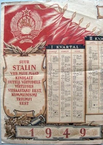 RUSSIA USSR Estonian SSR "VOICE of PEOPLE" STALIN Propaganda WALL CALENDAR 1949 - Picture 1 of 4