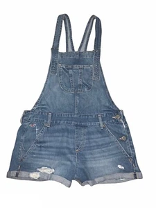 Hollister Women’s Medium Wash Distressed Cuffed Shortall Size Small - Picture 1 of 6