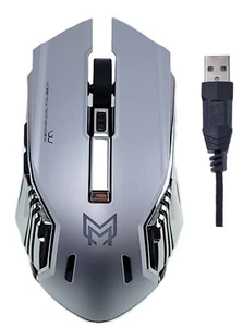 Gaming Mouse Mechanical GM88A Wired RGB Flowing Backlit light - Silver - Picture 1 of 4