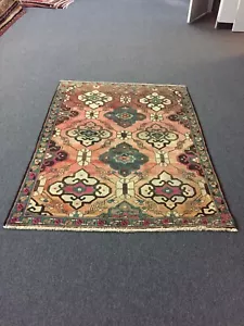 On Sale Antique Hand Knotted Vintage Tribal Area Rug Geometric 4'2"x5'9",#26116 - Picture 1 of 12