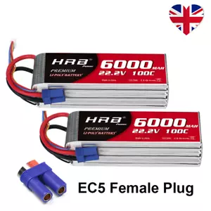 2x HRB 6S LiPo Battery 22.2V 6000mAh 100C EC5 Plug for RC Car Truck Airplane - Picture 1 of 6