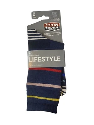 Darn Tough USA Crew Lifestyle Socks Womens Small Merino Wool Black Striped NEW - Image 1 of 4