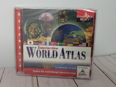 The Learning Company Compton's Interactive World Atlas CD ROM - New Sealed - Image 1 of 3