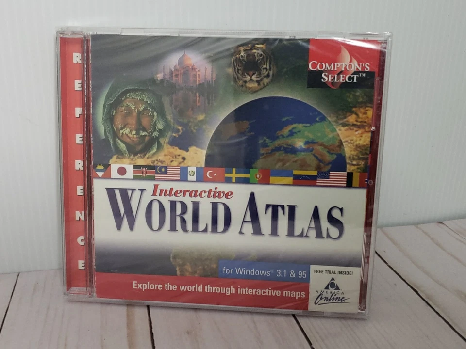 The Learning Company Compton's Interactive World Atlas CD ROM - New Sealed - Image 1 of 3