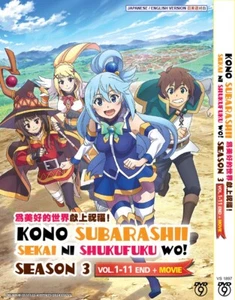 KONO SUBARASHII SEKAI NI SHUKUFUKU WO! SEA 3 VOL.1-11END+MOVIE DVD ANIME ENG DUB - Picture 1 of 5