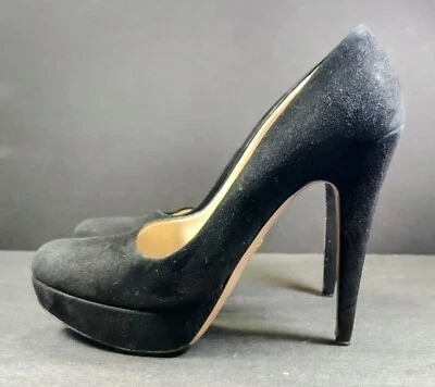 ZAPATOS DE SALÓN PRADA TALLA 7 NEGRO GAMUZA CUERO PLATAFORMA TACONES MUJER  Foto 1 de 4