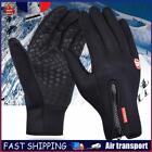 Autumn Winter Cycling Gloves Touch Screen Fleece Mitten Waterproof (L Black) FR