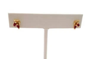 14k Yellow Gold Ruby Earrings - Picture 1 of 7