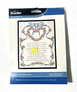 Bucilla Counted Cross Stitch Paul to Corinthians 10.5x13.5 Rare Sealed - Picture 1 of 2