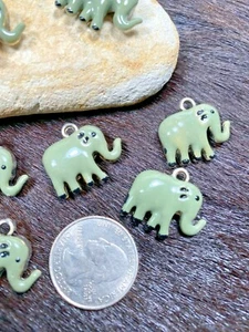 Elephant Charms Zoo Animal DIY Jewelry Craft 10 pcs Gray enamel  22mm  - Picture 1 of 4