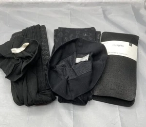 3 pares de mallas City NY&Co talla L negras nuevas en stock varios diseños EE. UU. LEER - Imagen 1 de 8