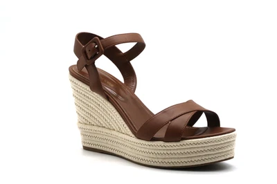 Sandalias de plataforma de cuero marrón con cuña para mujer Sergio Rossi talla US 10.5 / EU 40.5 Foto 1 de 4