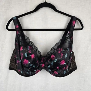 Elomi Plunge Bra 22F Lucie Black Floral Print 4490ROK Underwire Soft Cup - Picture 1 of 10