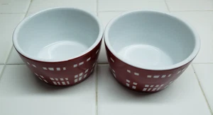 Crate & Barrel Rot & Weiß Pudding Pudding Auflaufförmchen Schüssel Tassen 2er Set - Bild 1 von 3