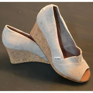 Toms Damen natürliche schraffierte Jacquard Keilabsatz zehenfrei Größe 11 neu - Bild 1 von 7