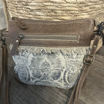 Myra Bag Leather Crossbody Bag Pockets Floral Fringe Boho Western - Image 1 of 4