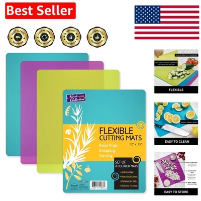 Набор из 3 гибких ковриков для резки — без бисфенола А пластиковые кухонные шпильки с цветовой кодировкой... - Изображение 1 из 4