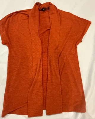 Women's Rafaella Cardigan Vest Topper Shawl Collar Short Sleeve Orange Medium - Image 1 of 4