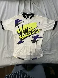 Vittoria Men's Cycling Short Sleeve 1/4 Zip Jersey Size XL 80’s Vintage - Picture 1 of 5