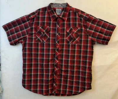 Blue Ink From New York Red 4X Plaid Men Shirt Short Sleeve Button Big & Tall - Image 1 of 3