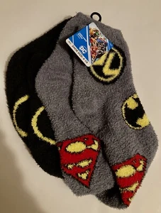 2 Pair M/L 4-10 Size DC Comics Superman,Batman, & The Flash Symbols On Socks - Picture 1 of 10