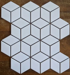 Matte White Diamond Porcelain Mosaic For Wall And Floor Tile, pack of 10 sheets - Picture 1 of 4