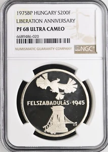 1975 BP HUNGARY Silver 200 Forint 30th Anniversary of Liberation - NGC PF 68 UC - Picture 1 of 2
