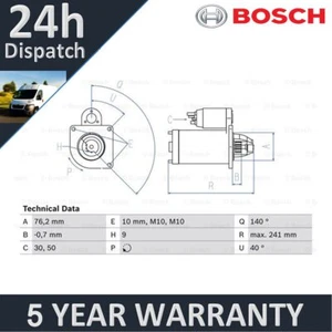 Fits Volvo V70 V40 S60 S40 C70 850 + Other Models Bosch Starter Motor - Picture 1 of 4
