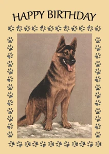 DEUTSCHER SCHSCHÄFERHUND GROSSARTIGER HUND GEBURTSTAG GRÜSSE NOTIZKARTE - Bild 1 von 1