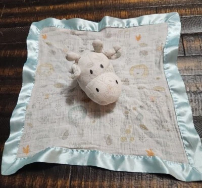 Manta Bananafish Baby Security Lovey Muselina Teal Satinado Jirafa León Animal Foto 1 de 4