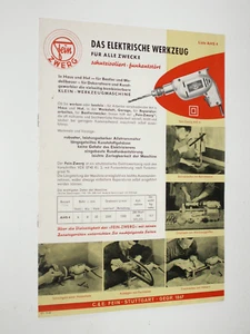Vintage Fein-Zwerg Elektrisches Werkzeug Prospekt - Fein Stuttgart (60er Jahre) - Bild 1 von 1