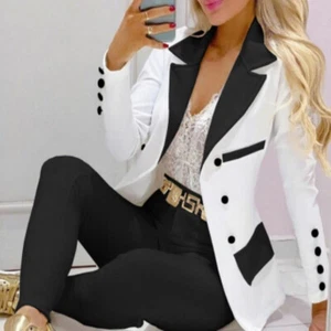 Women Casual Fashion Jacket and Pants Printing Suit Set Wedding Party Formal Set - Picture 1 of 51
