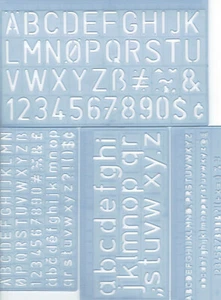 WEDO 4 Stück Schriftschablonen Set Schrifthöhen 5 mm 10 mm 20 mm - Bild 1 von 2