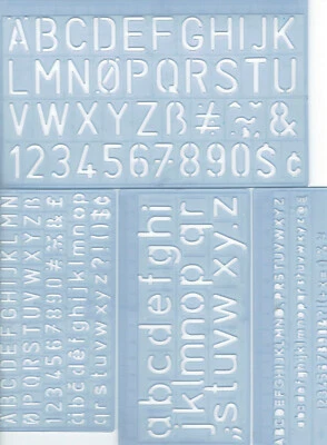 WEDO 4 Stück Schriftschablonen Set Schrifthöhen 5 mm 10 mm 20 mm