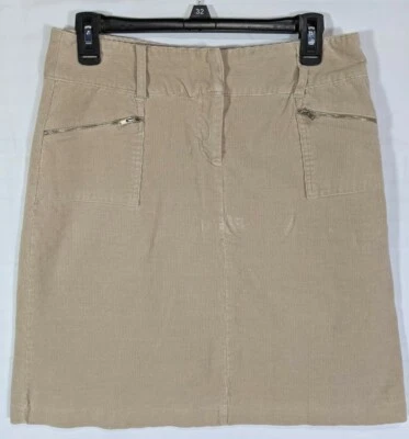 Falda de pana FIRST CRUSH caqui plana de frente a la rodilla elástica línea A talla 9 Foto 1 de 4
